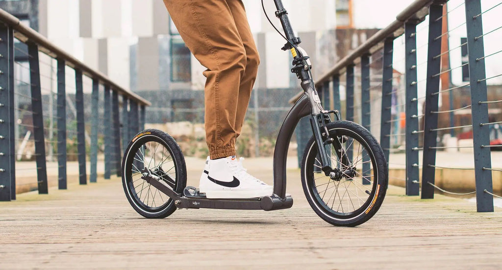 scooter with pneumatic tyres, big wheel adult scooter, big wheel scooter